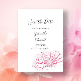 Pink Daisy Effect Floral Wedding Save the Date
