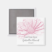 Pink Daisy Effect Floral Wedding Save the Date Magneet (Voorkant / Achterkant)