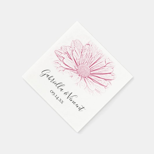 Pink Daisy Effect Floral Wedding Servet (Hoek)
