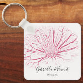 Pink Daisy Effect Floral Wedding Sleutelhanger (Voorkant)