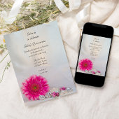 Pink Daisy en Buttonnen Quinceañera Party Kaart