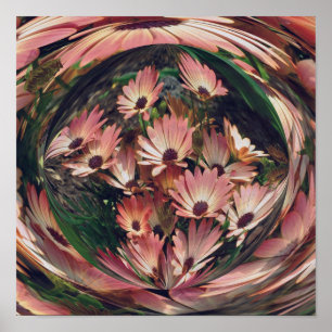 Pink Daisy Energies Floral Abstracte Art Poster