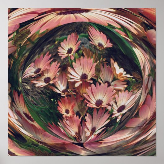 Pink Daisy Energies Floral Abstracte Art Poster (Voorkant)