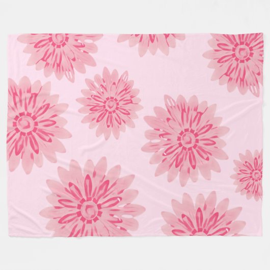 Pink Daisy Fleece Deken (Voorkant (Horizontaal))
