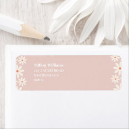 Pink Daisy Floral Baby shower retouradres Etiket