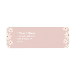 Pink Daisy Floral Baby shower retouradres Etiket