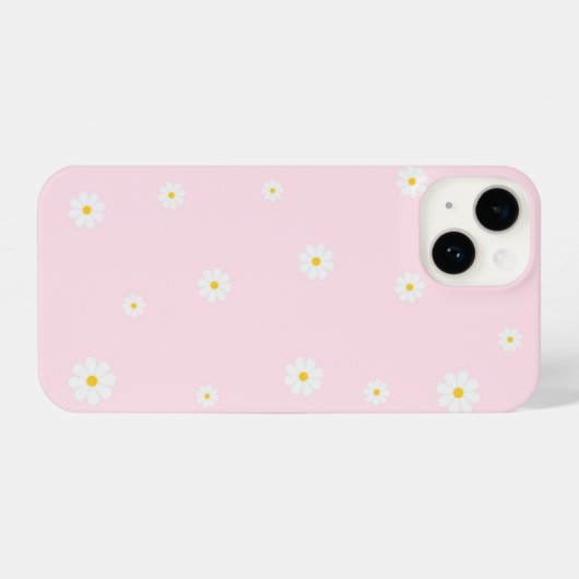 Pink Daisy Floral iPhone Case – Cute Spring Design Hoesje (Achterkant horizontaal)