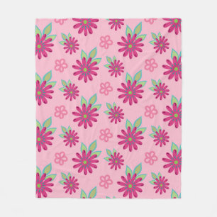 Pink daisy floral seamless patternart, beauty, blo fleece deken
