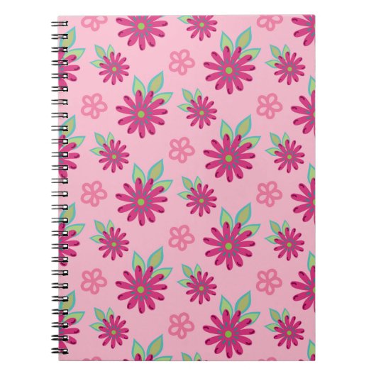 Pink daisy floral seamless patternart, beauty, blo notitieboek (Voorkant)