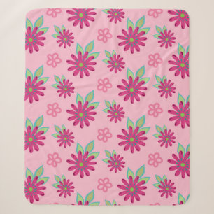 Pink daisy floral seamless patternart, beauty, blo sherpa deken