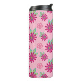 Pink daisy floral seamless patternart, beauty, blo thermosbeker (Gedraaid links)