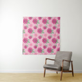 Pink daisy floral seamless patternart, beauty, blo wandkleed (In Situ (horizontaal))
