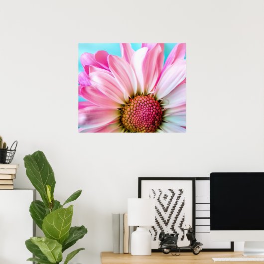 Pink Daisy Flower Bloom Poster (Thuiskantoor)