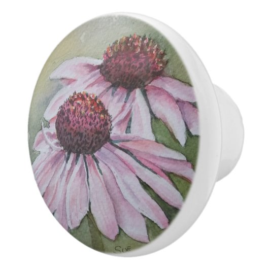 PINK DAISY FLOWER CERAMIC KNOB KERAMISCHE KNOP (Rechts)
