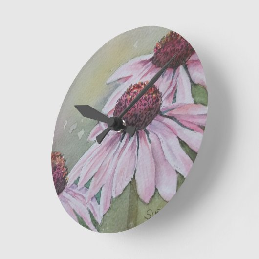 PINK DAISY FLOWER CLOCK RONDE KLOK (Hoek)