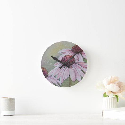 PINK DAISY FLOWER CLOCK RONDE KLOK (Huis)