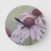 PINK DAISY FLOWER CLOCK RONDE KLOK (Voorkant)