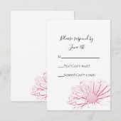 Pink Daisy Flower Effect Floral Wedding RSVP Kaart (Voorkant / Achterkant)