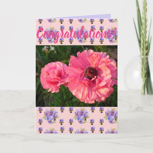 Pink Daisy Flower Floral Congatulation art Kaart (Voorkant)