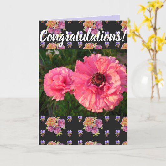 Pink Daisy Flower Floral Congatulation art Kaart (Gele Bloem)