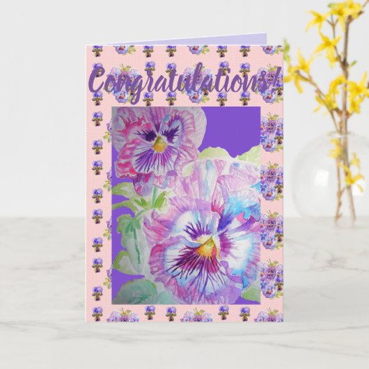 Pink Daisy Flower Floral Congatulation art Kaart (Gele Bloem)