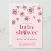 Pink Daisy Flower Girl Baby Shower  Kaart (Voorkant)