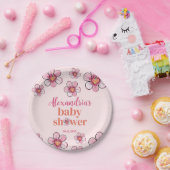Pink Daisy Flower Girls Baby Shower  Papieren Bordje (Feest)