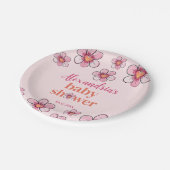 Pink Daisy Flower Girls Baby Shower  Papieren Bordje (Gekanteld)