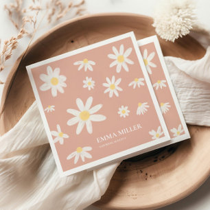 Pink Daisy Flower Napkins Servet