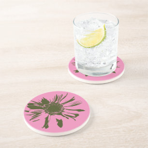 Pink Daisy Gerbera Flower Zandsteen Onderzetter