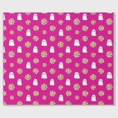 Pink Daisy Ghost Halloween Cadeaupapier (Vlak)