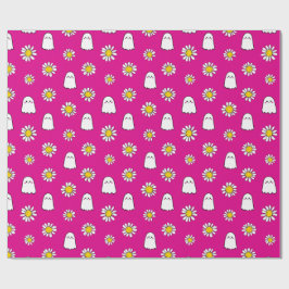 Pink Daisy Ghost Halloween Cadeaupapier