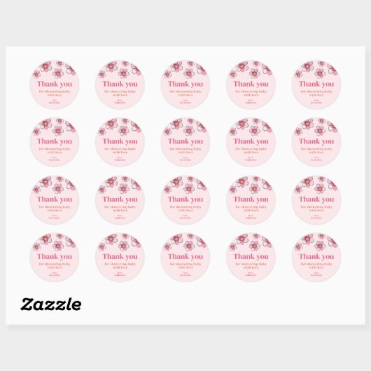 Pink Daisy Girl Baby Shower Thank You  Ronde Sticker (Vel)