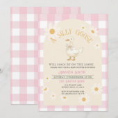 Pink Daisy Girl Goose Baby shower Kaart (Voorkant / Achterkant)