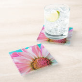 Pink Daisy Glazen Onderzetter (Schuin)