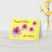 Pink Daisy Happy Birthday Eileen kaart (Gele Bloem)
