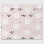 Pink Daisy Happy Birthday Elegant Cadeaupapier (Vlak)