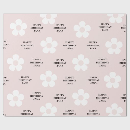 Pink Daisy Happy Birthday Elegant Cadeaupapier (Vlak)