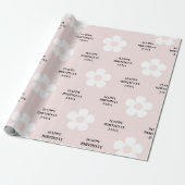 Pink Daisy Happy Birthday Elegant Cadeaupapier (Uitgerold)