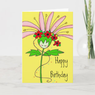 Pink Daisy Happy Birthday Kaart