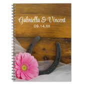 Pink Daisy Hoefijzer Western Weddenschap Boek Notitieboek (Voorkant)