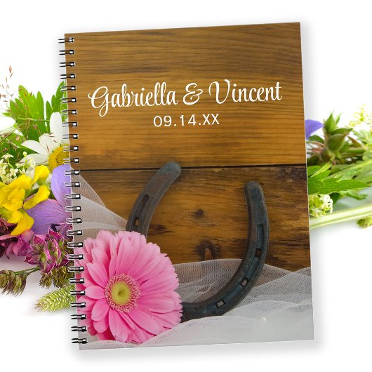Pink Daisy Hoefijzer Western Weddenschap Boek Notitieboek