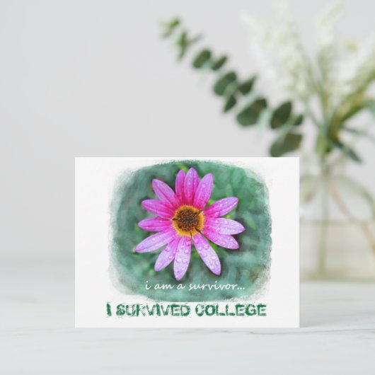 Pink Daisy Ik ben een Survivor Briefkaart (Staand voorkant)