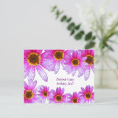 Pink Daisy laat Happy Birthday Jen Briefkaart (Staand voorkant)