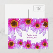 Pink Daisy laat Happy Birthday Jen Briefkaart (Voorkant / Achterkant)