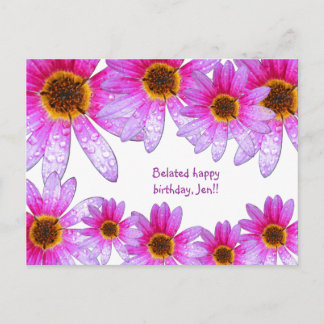 Pink Daisy laat Happy Birthday Jen Briefkaart