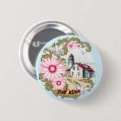 Pink Daisy Lighthouse pin-knop Ronde Button 5,7 Cm (Voorkant /achterkant)