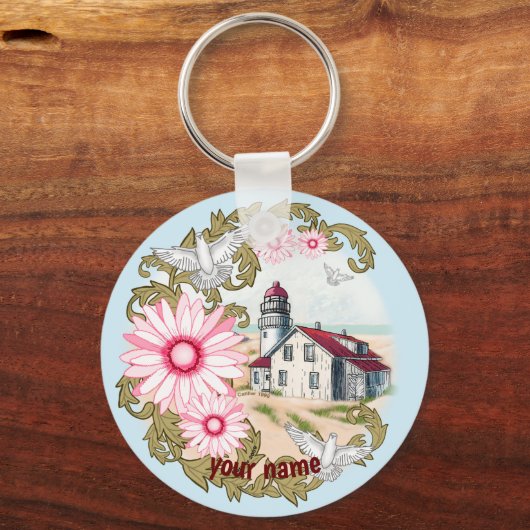 Pink Daisy Lighthouse sleutelhanger (Voorkant)