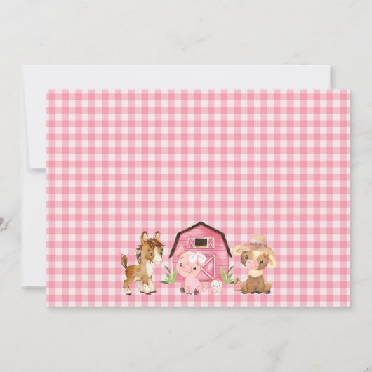 Pink Daisy Oink Baa Moo Boerderij 1e verjaardag Kaart (Achterkant)