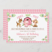Pink Daisy Oink Baa Moo Boerderij 1e verjaardag Kaart